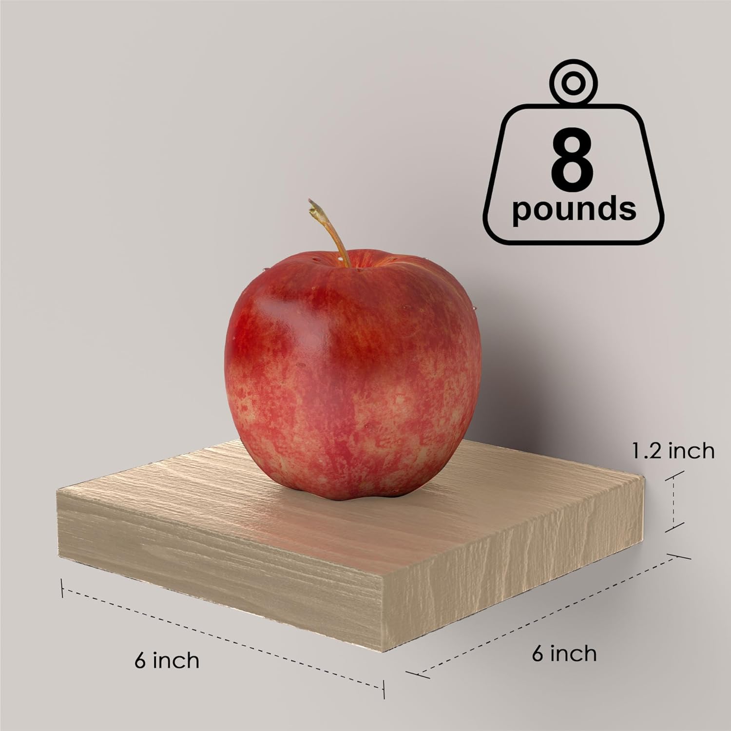 PopiShelves 3 Piece 6 Inch Wall Floating Shelves Set