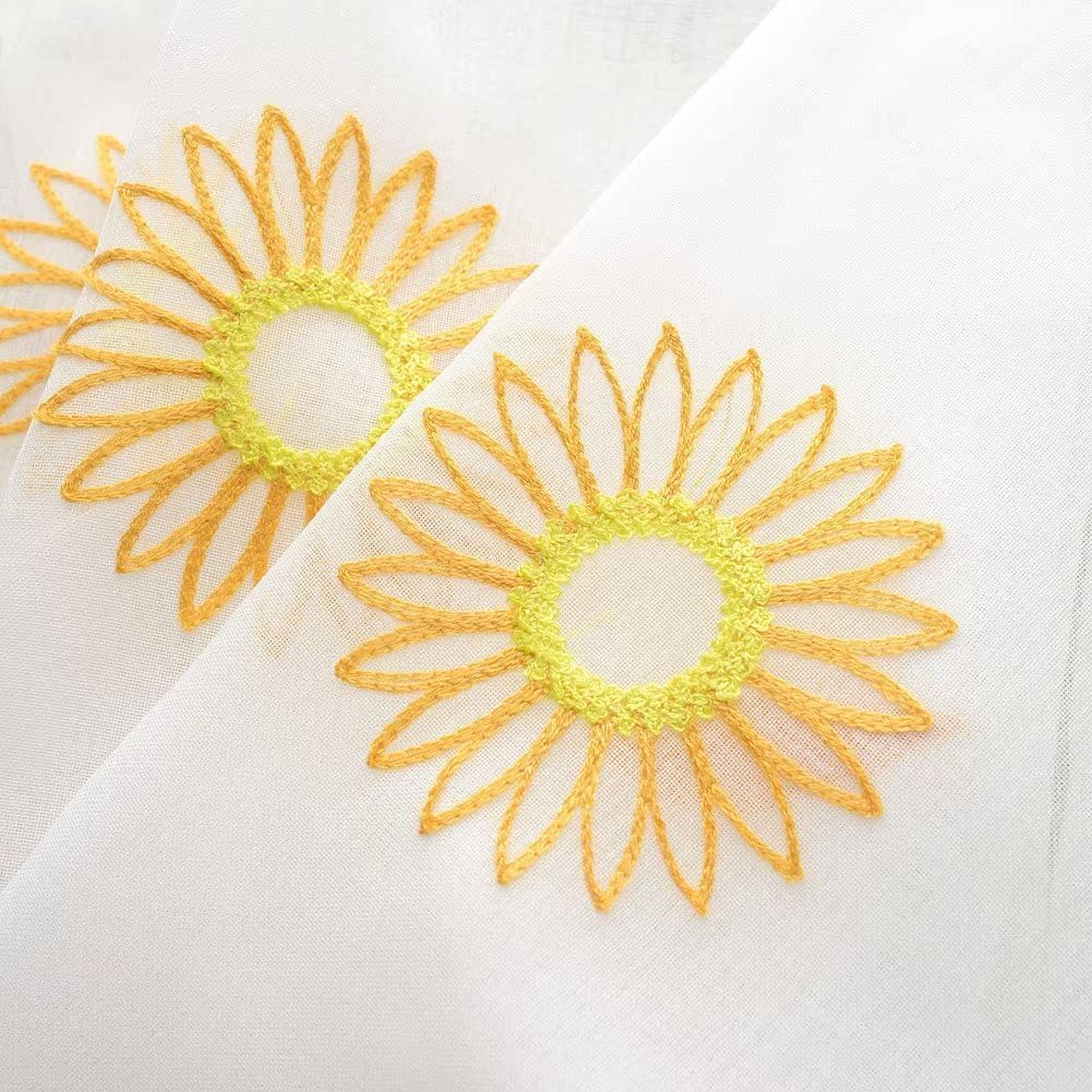 Iuokuby Pastoral Sunflower Embroidery Curtains Panel