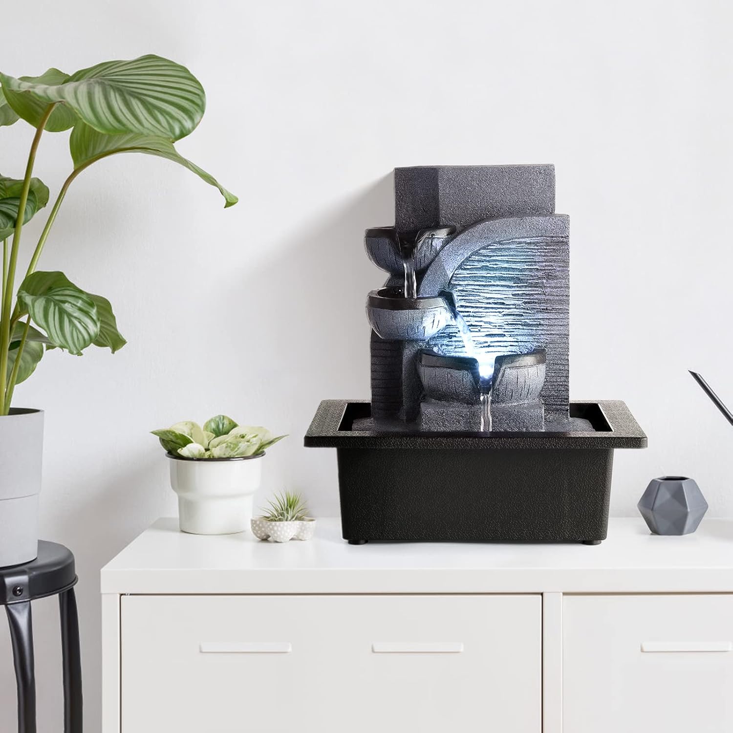 WICHEMI Indoor Waterfall Fountain with LED Light