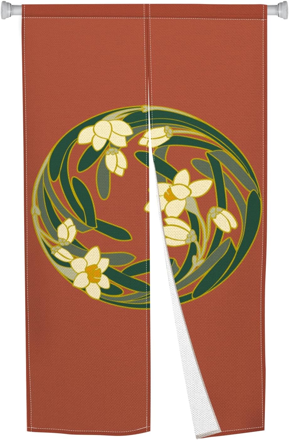 Japanese Style Door Curtain with Round Flowers Design 1