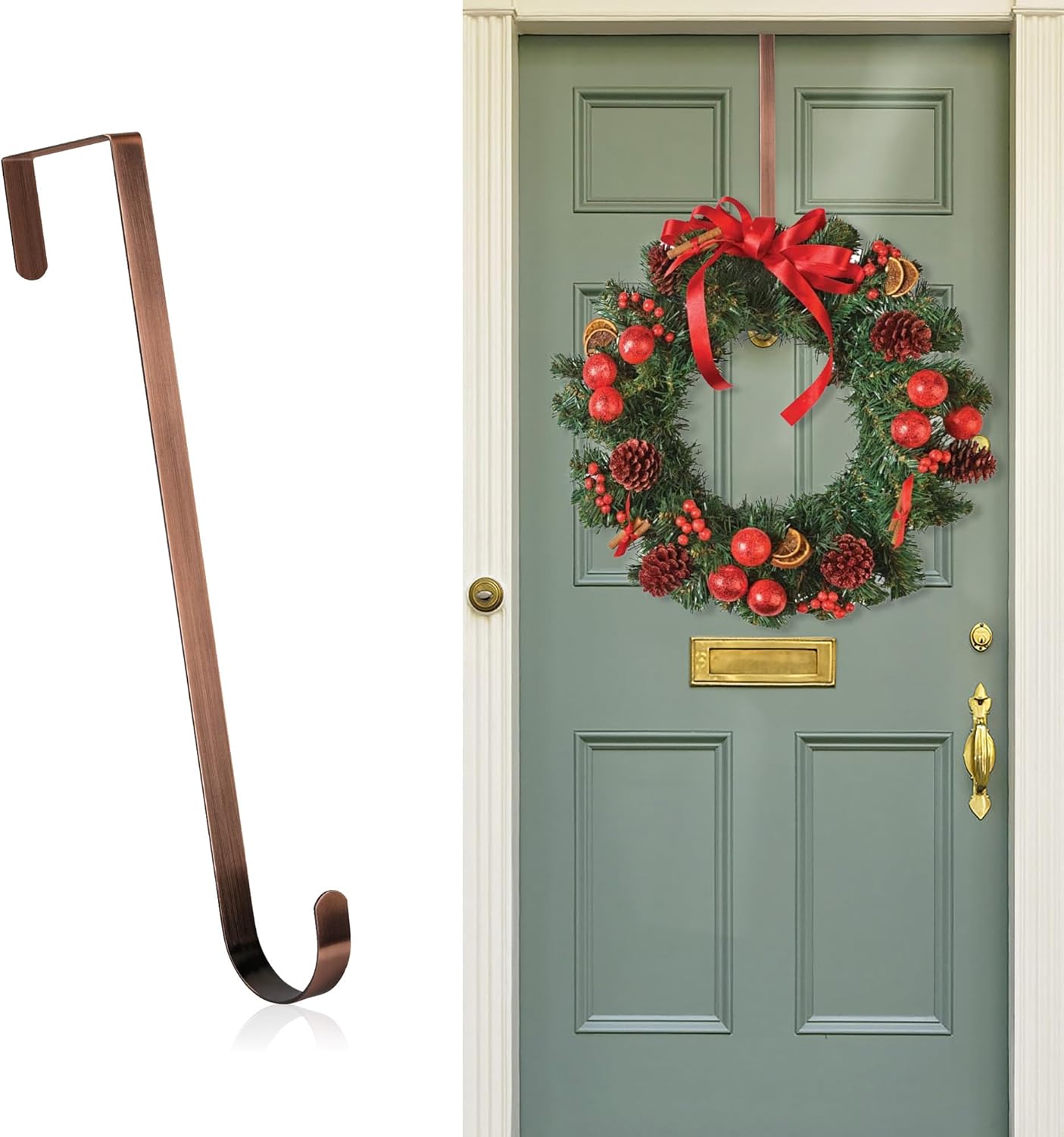 Nirohee 12 Inch Bronze Wreath Hanger Hook for Front Door
