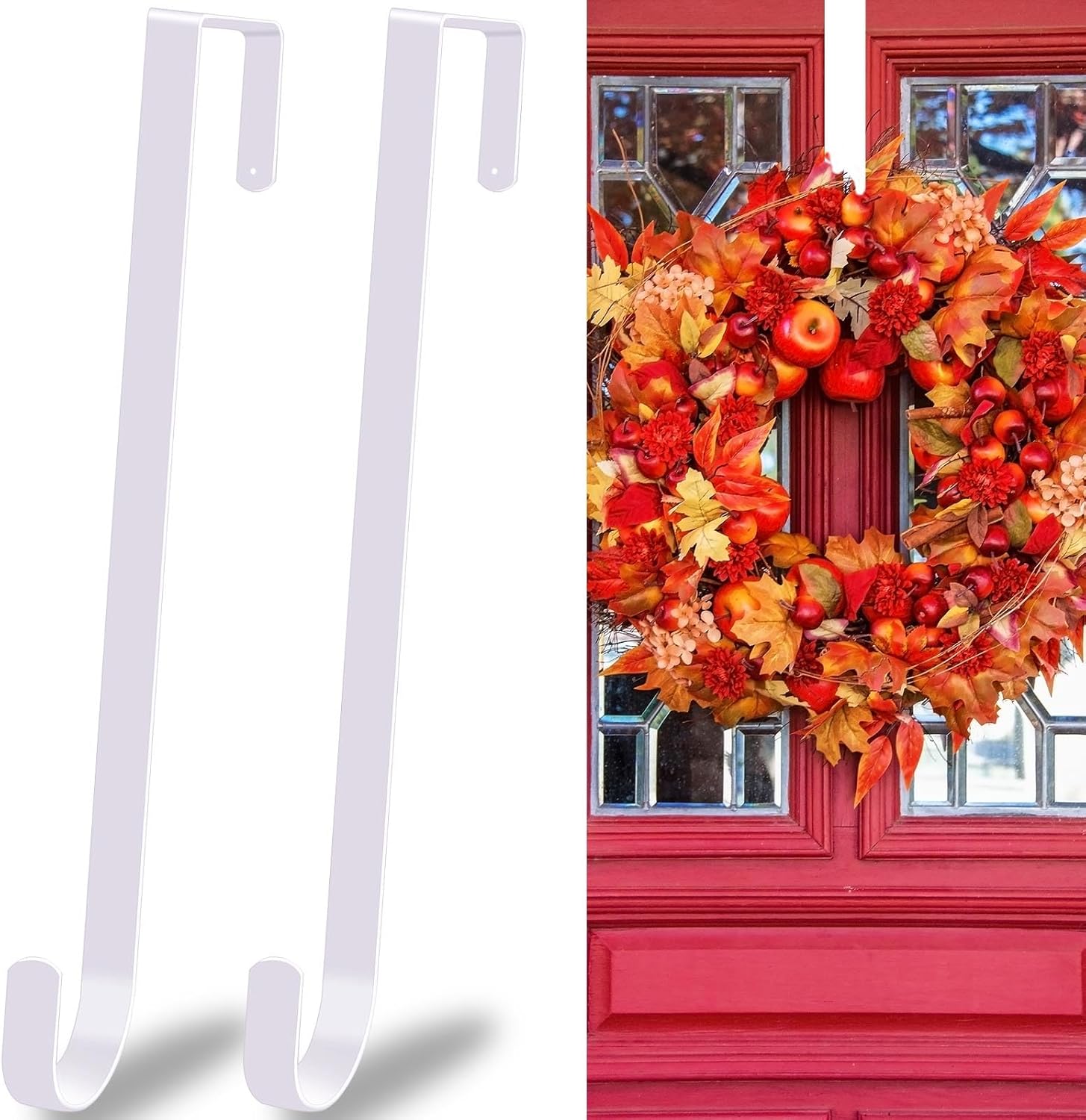 12 White Wreath Hanger Hooks for Front Door 2 Pack