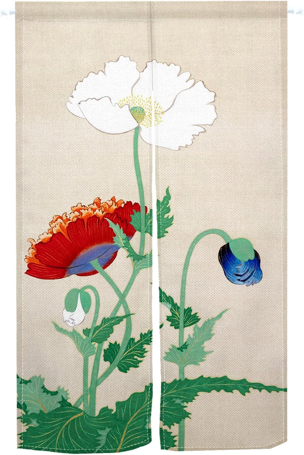 Japanese Style Door Curtain with Floral Pattern 34x60
