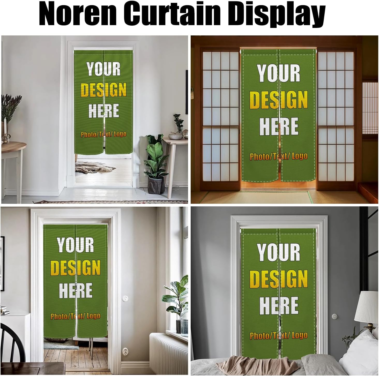 Leowefowa Custom Japanese Noren Curtain Panel with Photo Text Logo