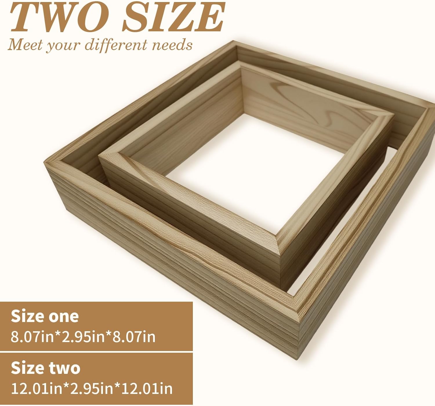 Square Floating Shelves Set of 2 - Natural Paulownia Wood