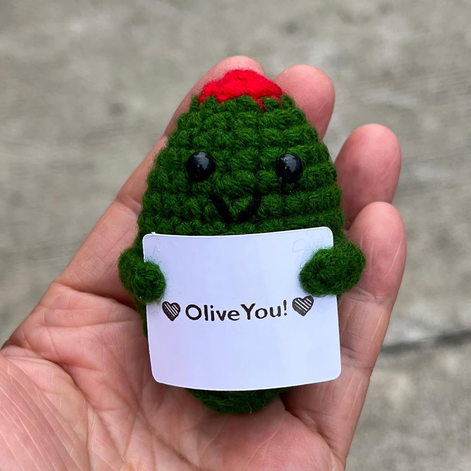 Emotional Support Olive Crochet Desk Decor