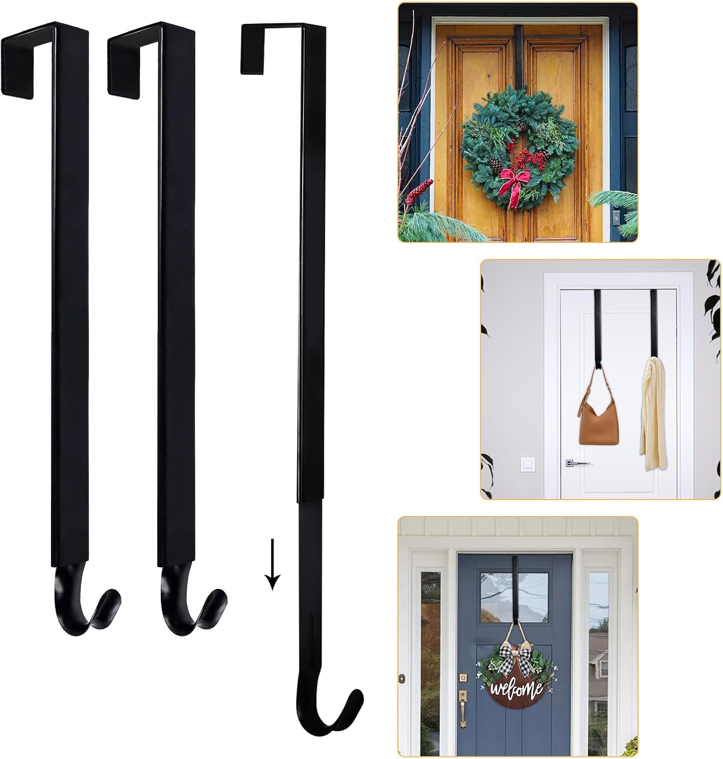 Adjustable Wreath Hanger for Front Door 2 Pack