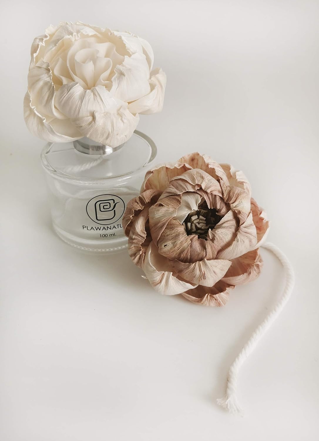 4 White Natural Peony Sola Flower Diffuser Set for Home Fragrance