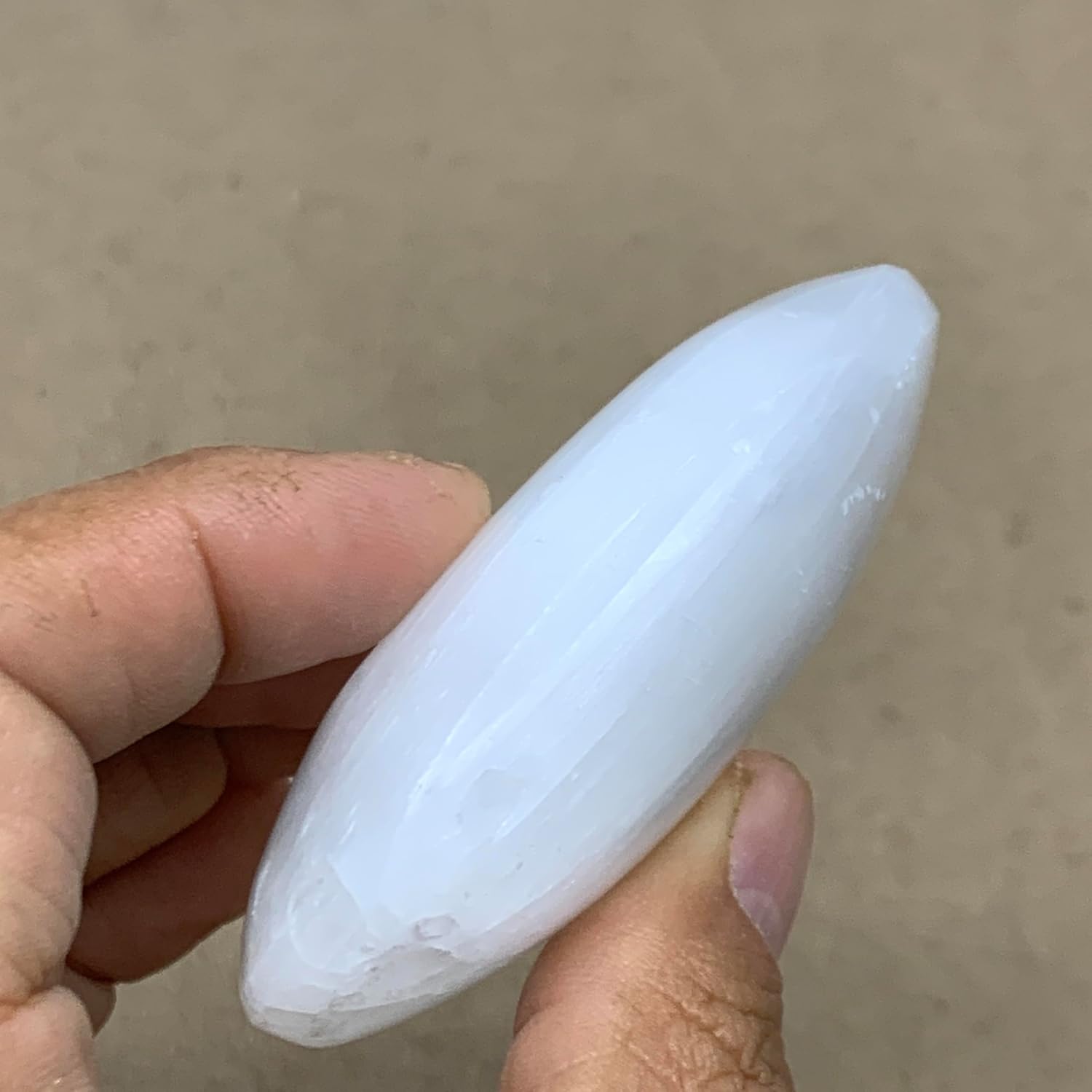 WatanGems 95g Selenite Palm-Stone Crystal Pillow Shape