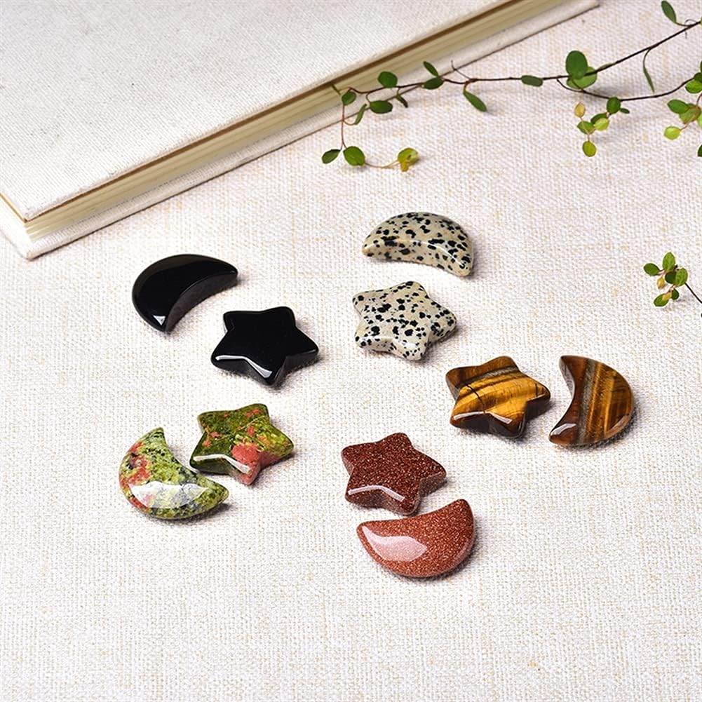 DOUKI 1Set White Turquoise Quartz Crystal Moon Shape Stone Decoration