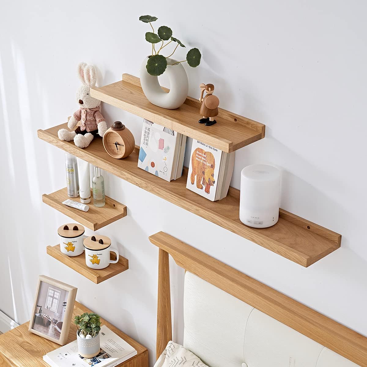 Natural Oak Wood Floating Shelf 12 Inch