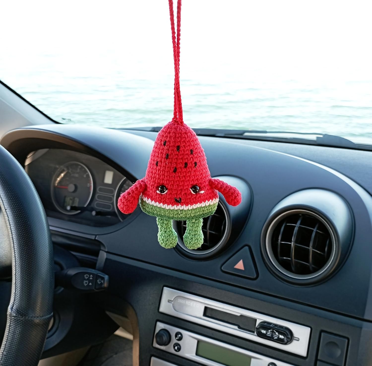 Watermelon Crochet Mirror Holder Cute Car Accessories Decor