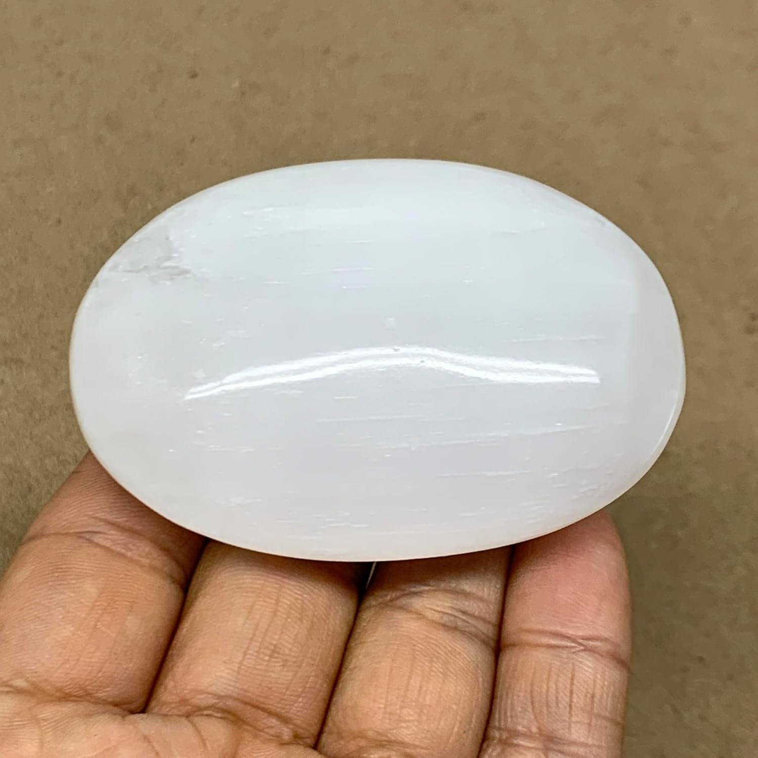 WatanGems 95g Selenite Palm-Stone Crystal Pillow Shape