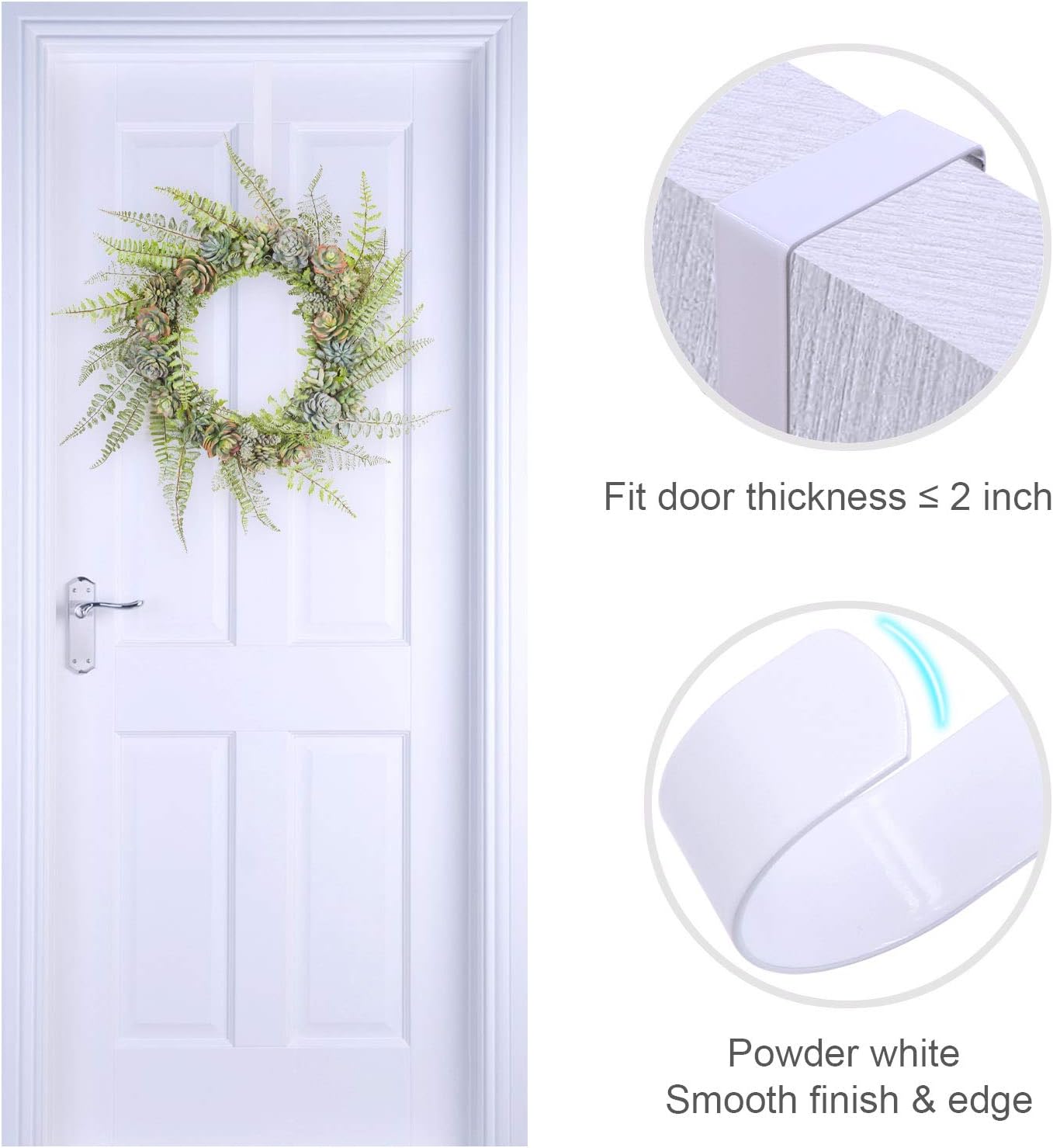 2 Pack Powder White Wreath Hangers for Front Door Windows
