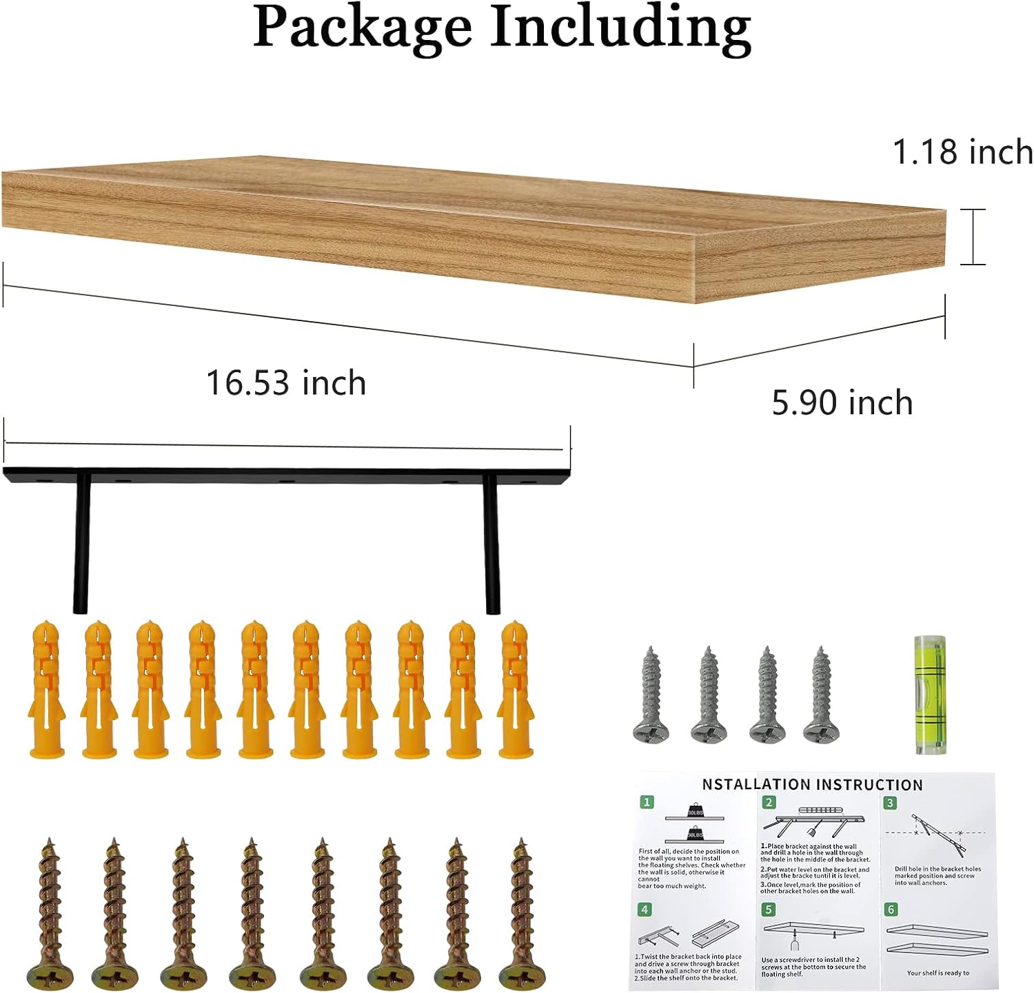 165in Floating Shelves Set of 2 Rustic Solid Wood Renter Friendly