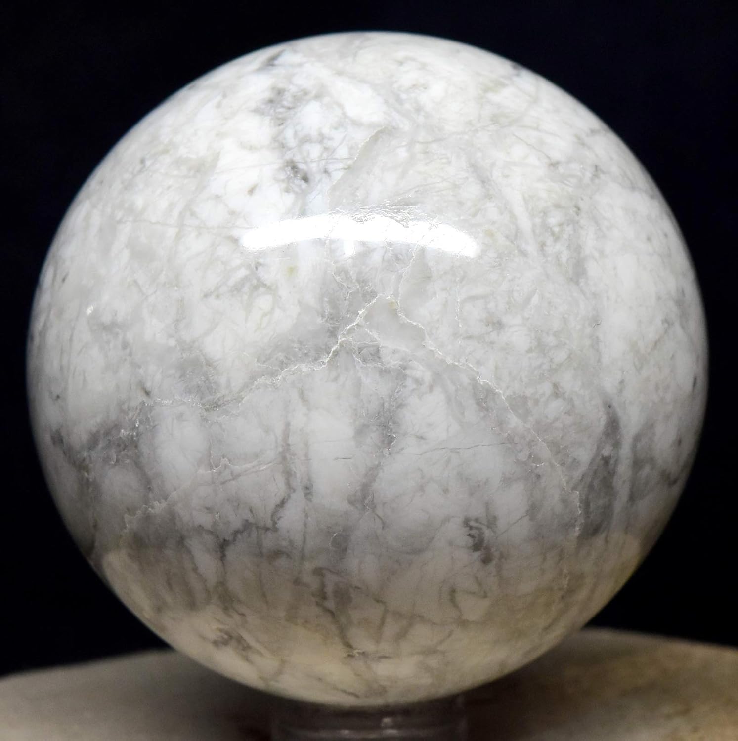 21 White Howlite Sphere with Stand