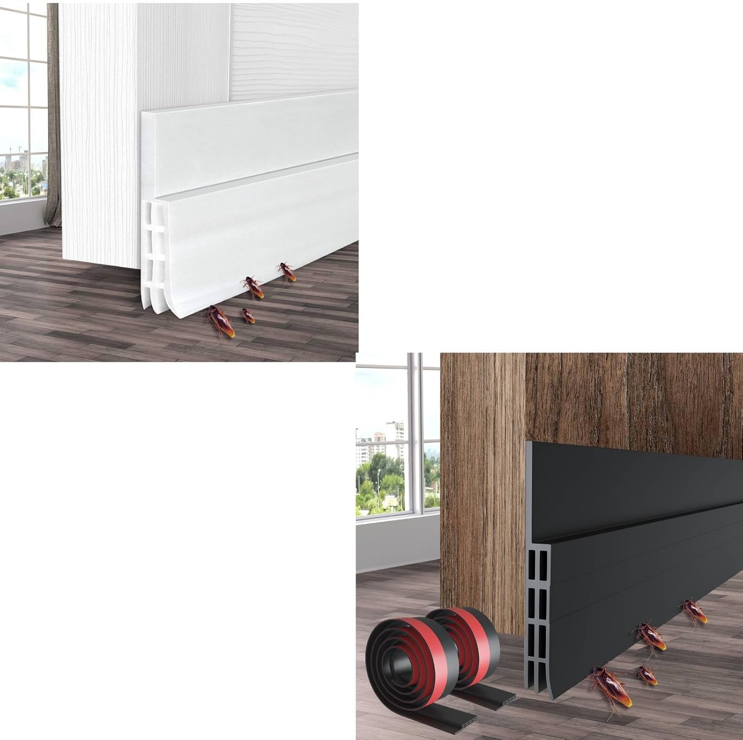 Ohuhu Door Draft Stopper 2 Pack 39 Inch Black silicone Seal