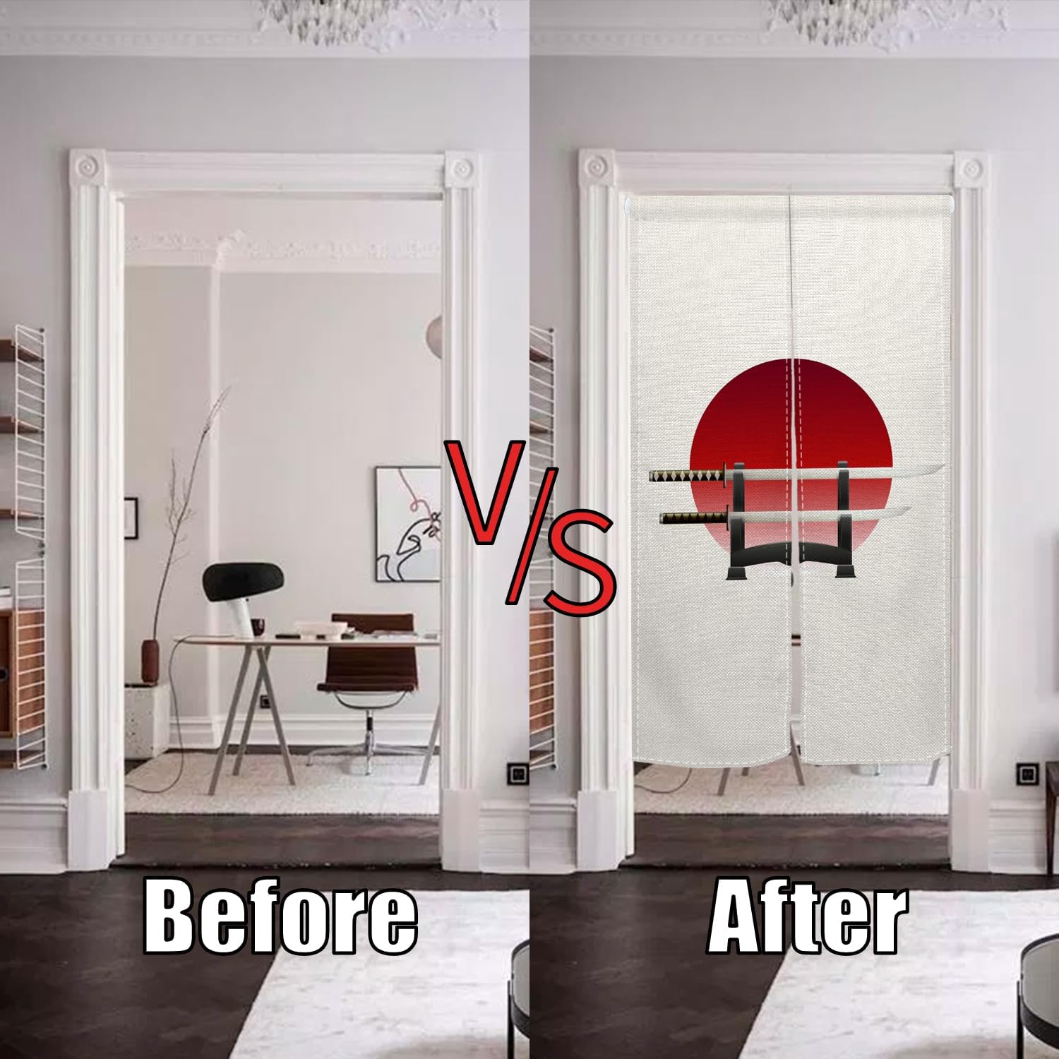 Japanese Style Traditional Noren Door Curtain Red Sun Pattern