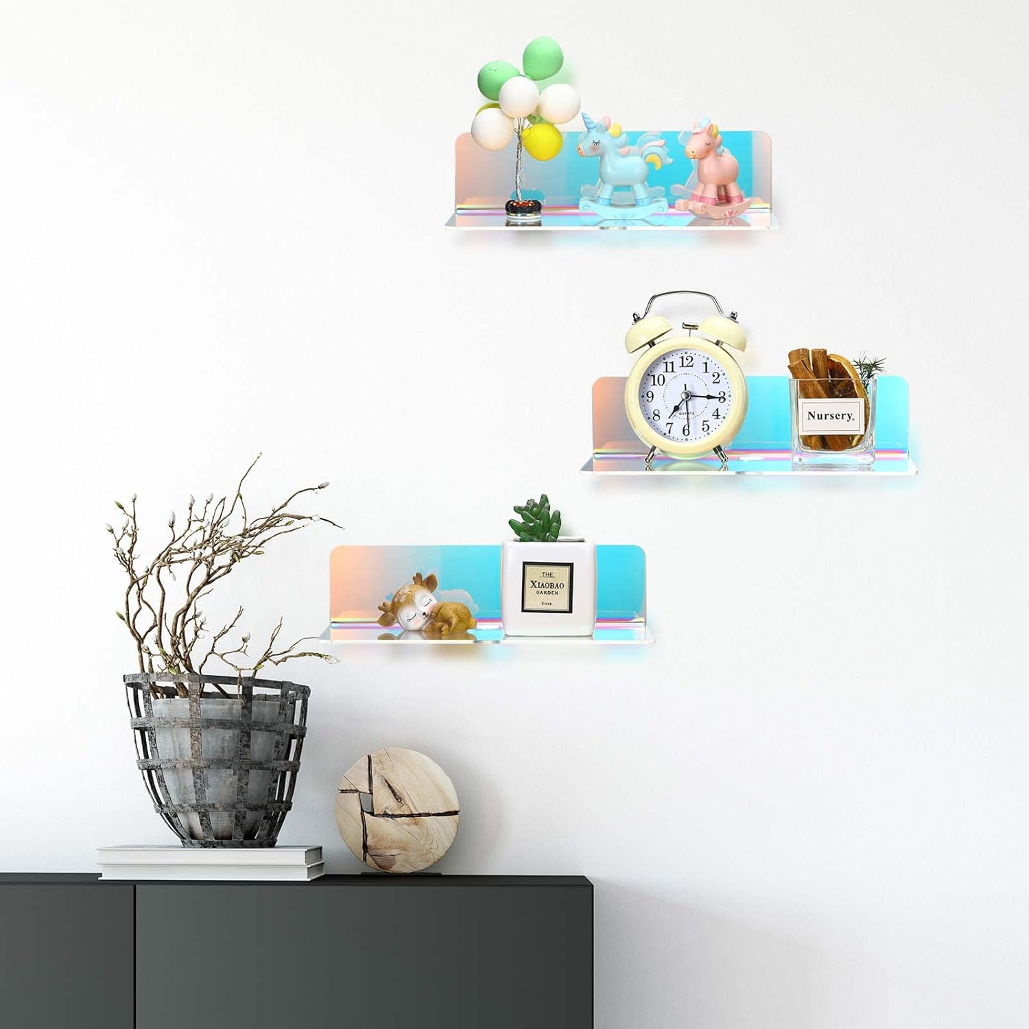Weysat Iridescent Acrylic Floating Shelves 4 Pcs