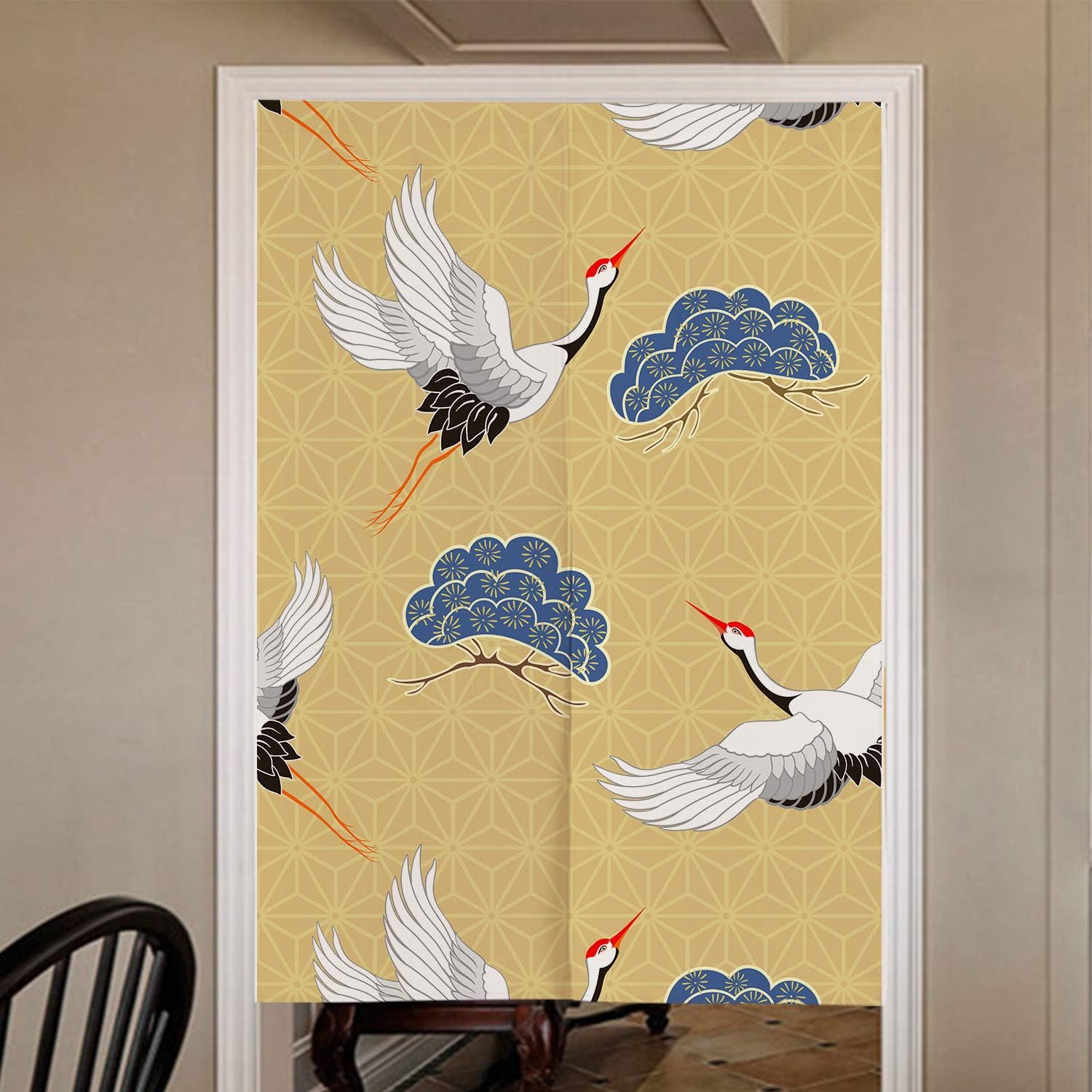 Ofat Home Japanese Noren Design Door Curtain Yellow Red