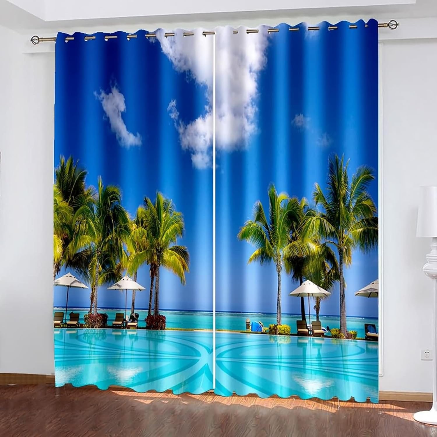 Blackout Curtains for Balcony Windows 2 Panels Blue Green