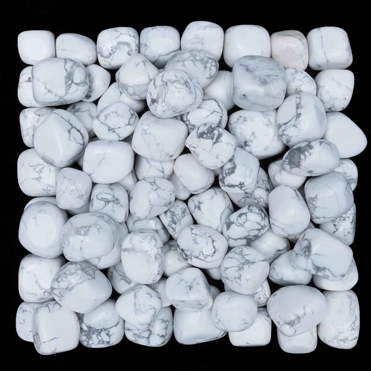 Howlite Tumbled Stones - 13 Pieces Set - Reiki Healing Home Decor