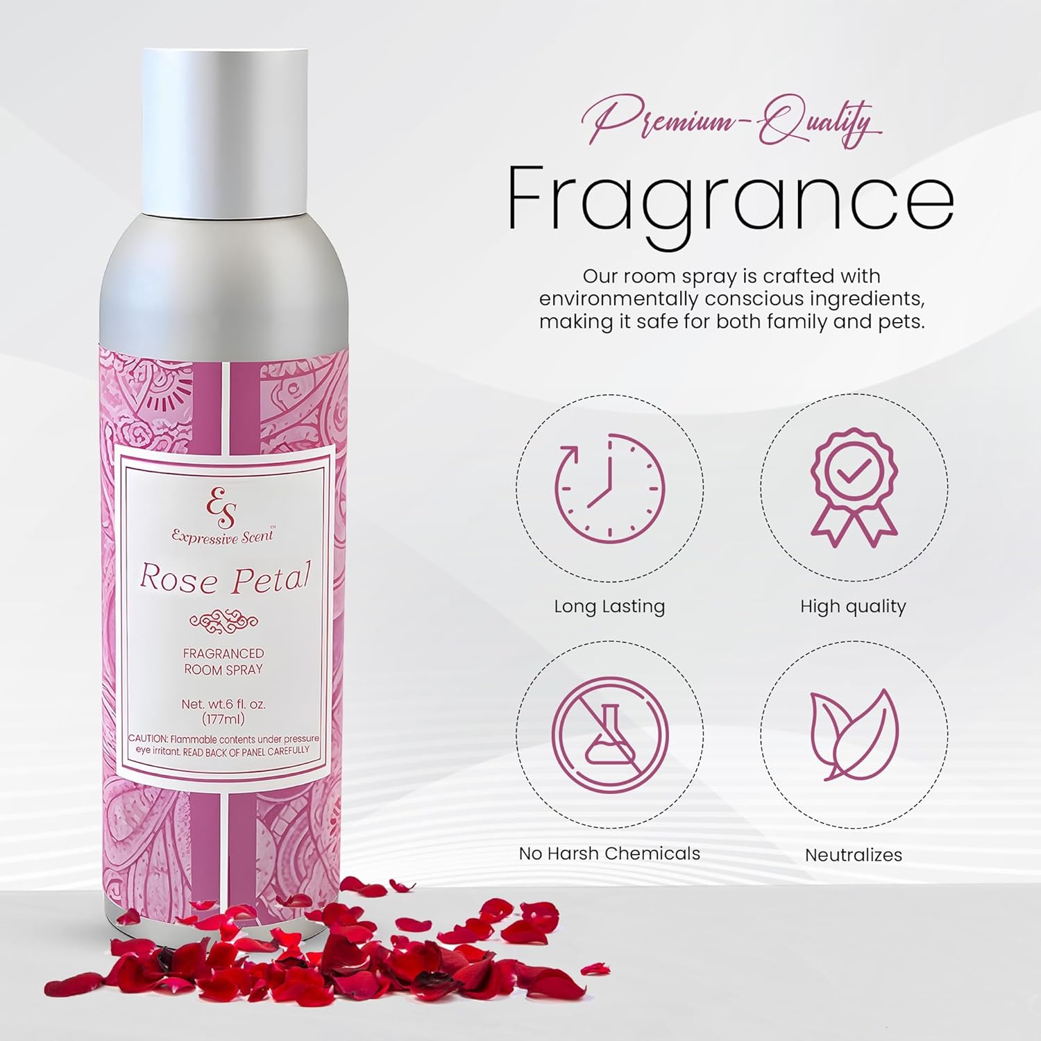 Expressive Scent Room Freshener Spray - Premium Rose Fragrance 6 FL Oz