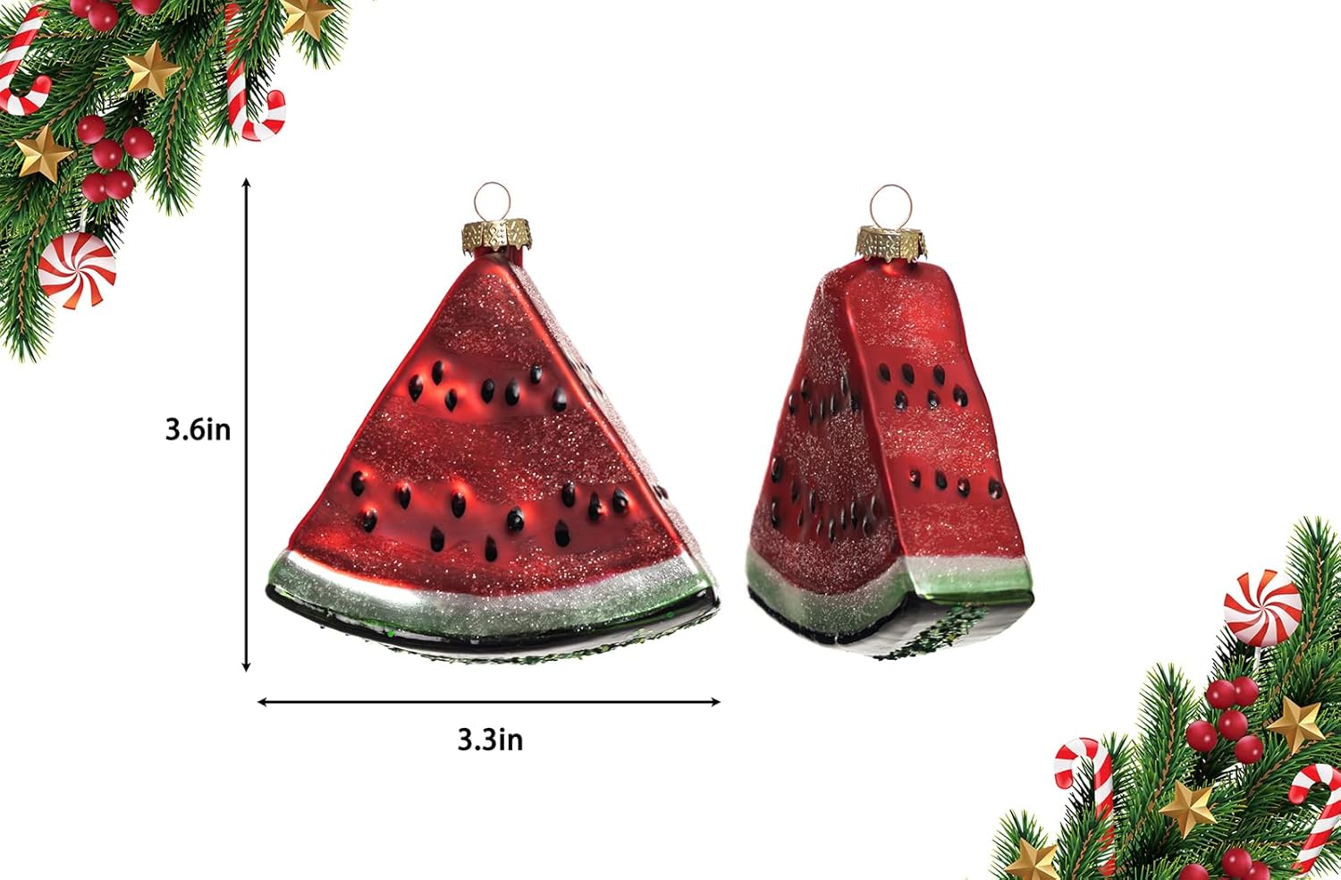 2pcs Glass Watermelon Christmas Ornaments for Tree