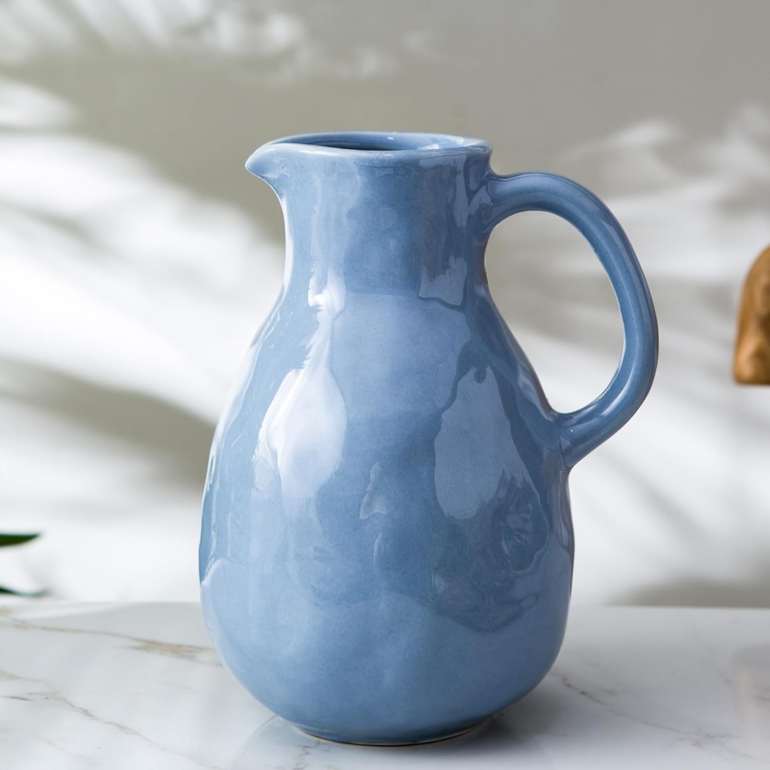 Kimdio Blue Ceramic Pitcher Vase with Handle
