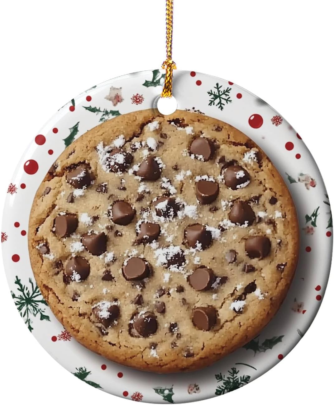 Chocolate Chip Cookie Design Ceramic Ornament for Christmas Tree