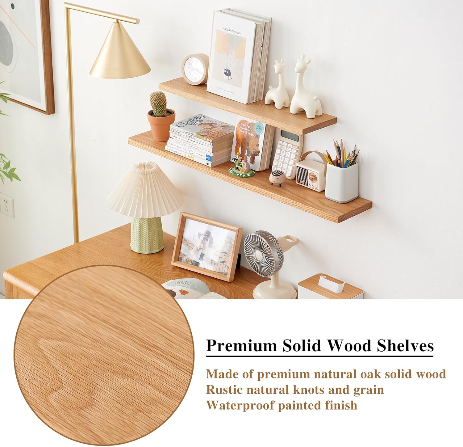 Sikflmi Oak Floating Shelves 12 Inch Wall Shelf