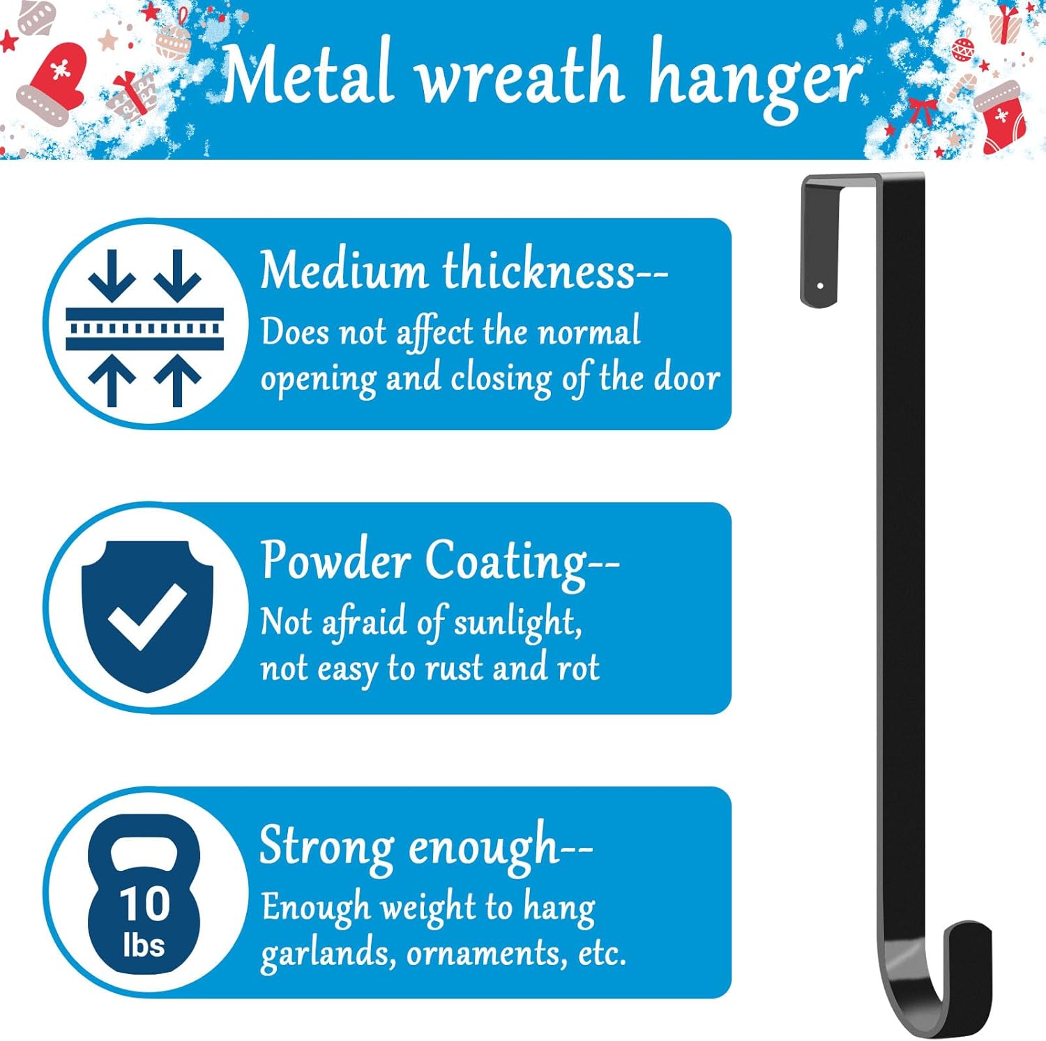 4 Pack 15 Inch Wreath Hangers for Front Door