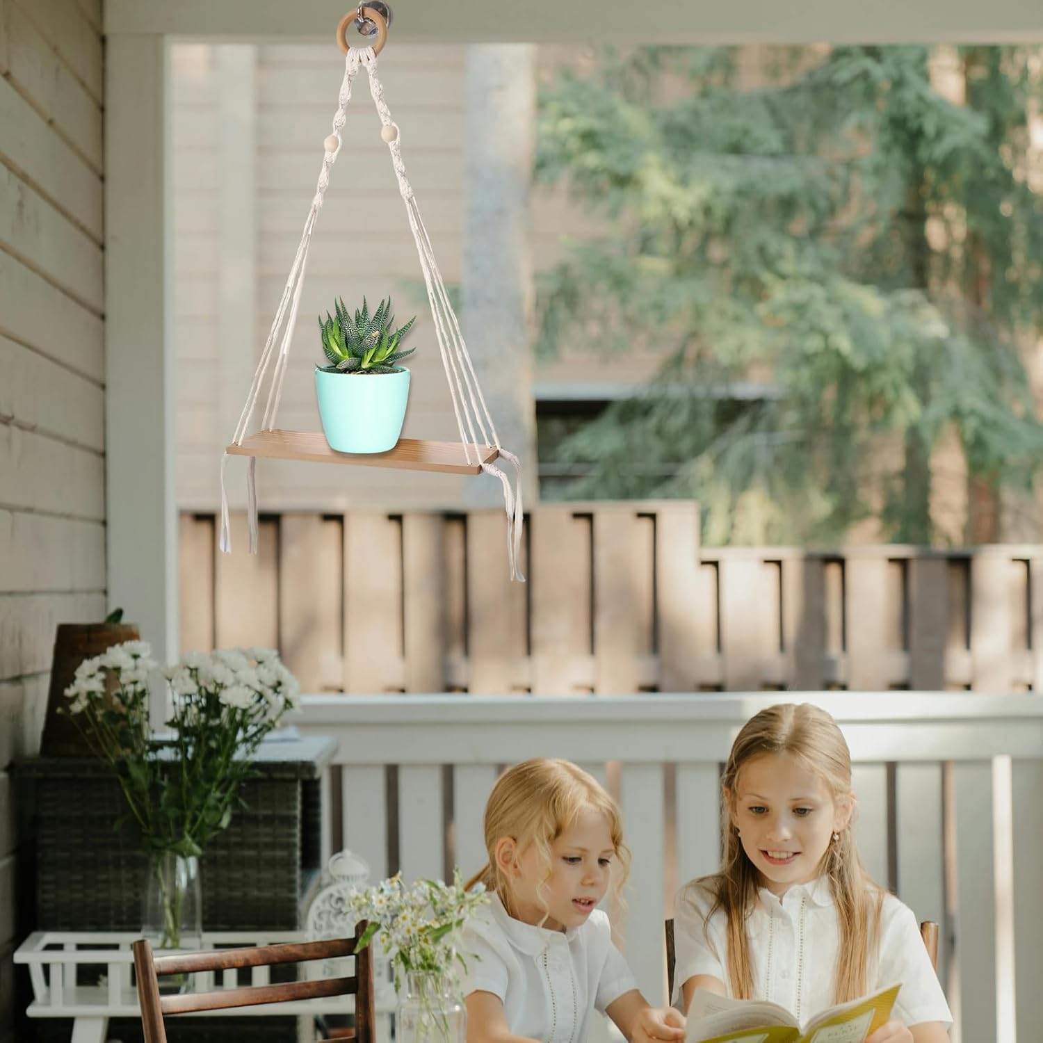 Macrame Floating Shelves No Drilling 1 Tier Design