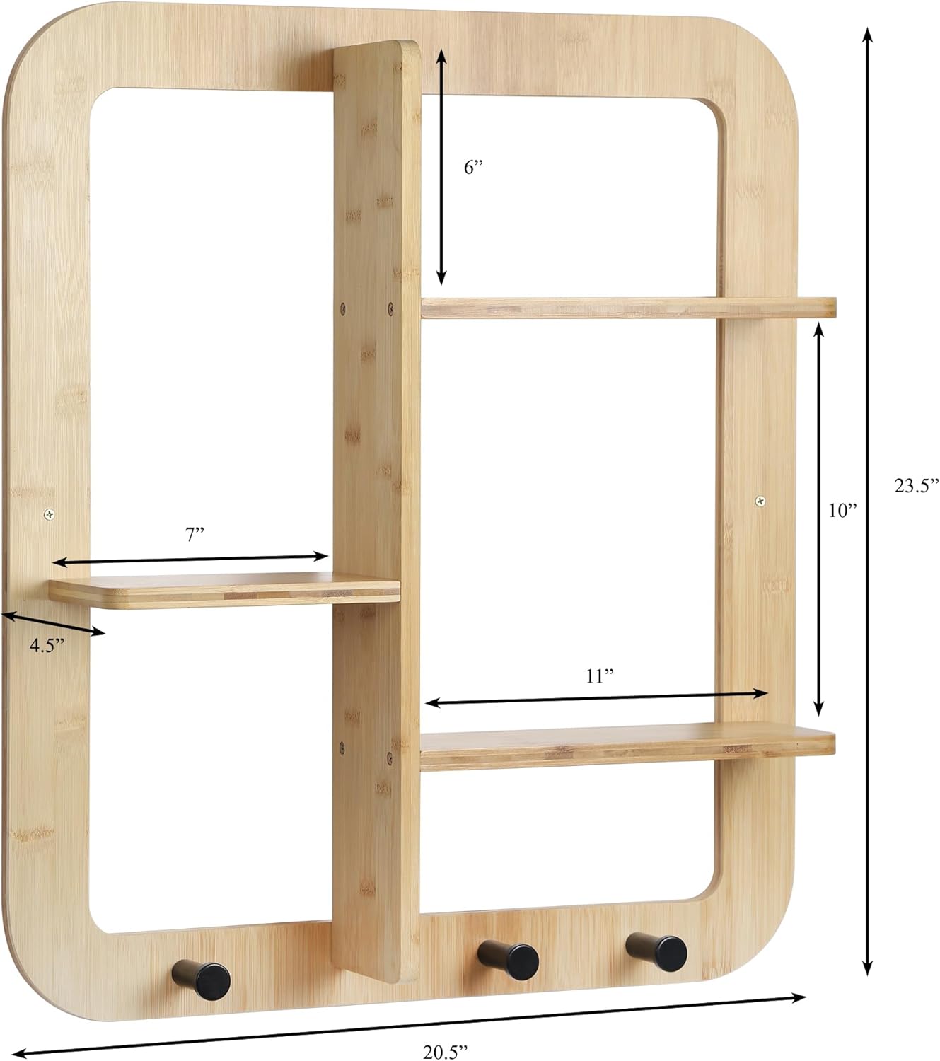 Proman Products Bamboo Floating Shelves with Hooks
