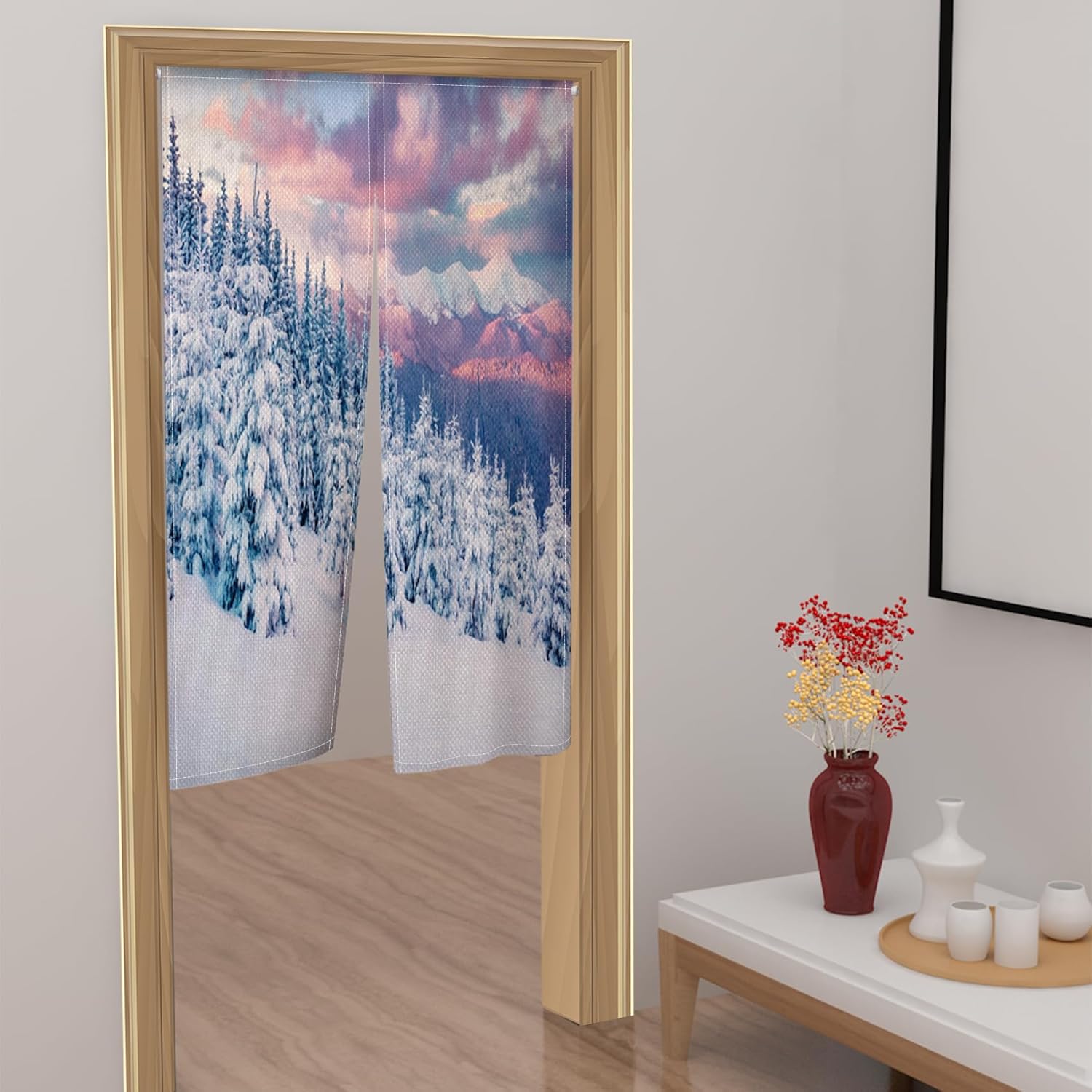 ChloropLastid Winter Wonderland Noren Door Curtain 34x60 Inches