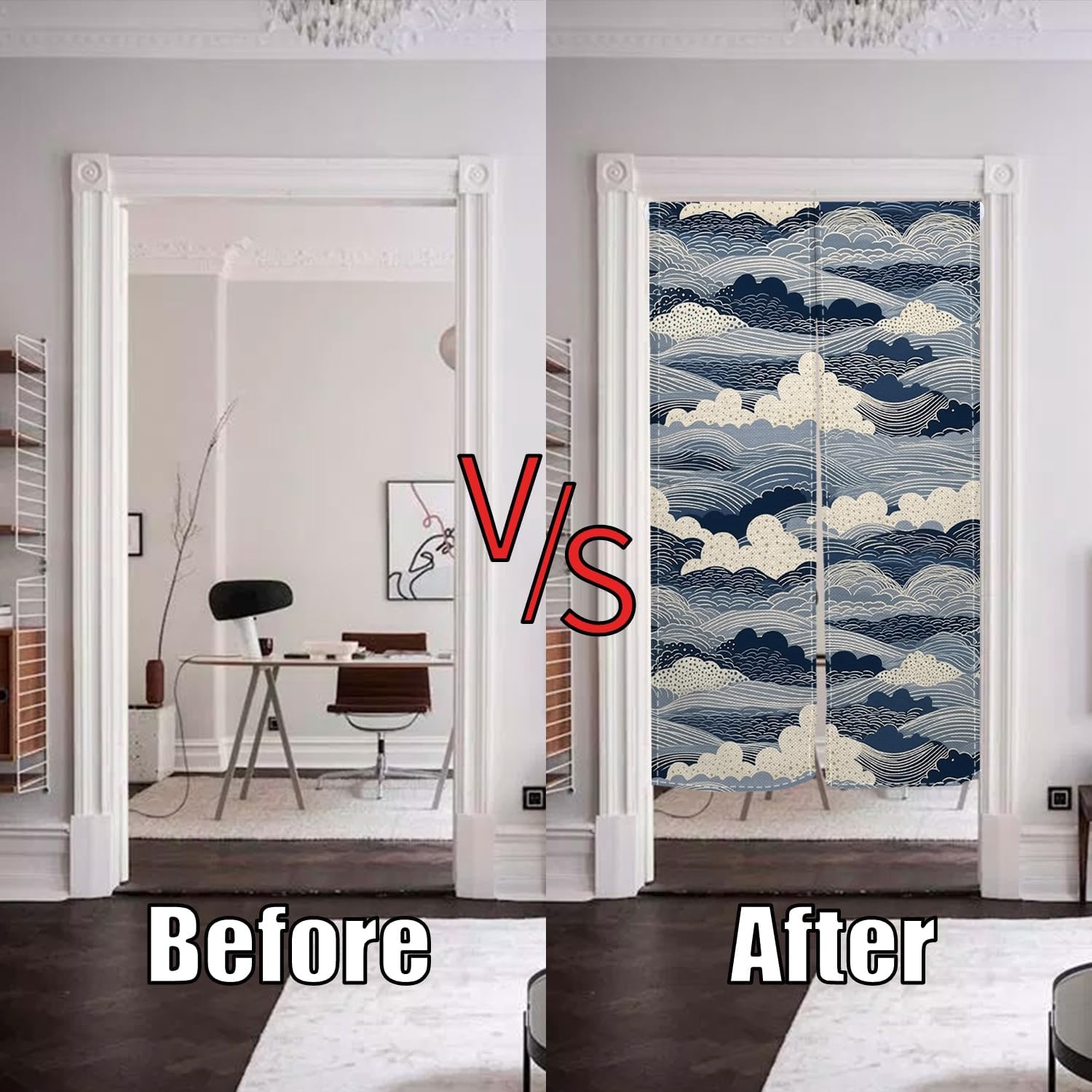 Japanese Noren Door Curtain Wave Pattern Decor 34x60
