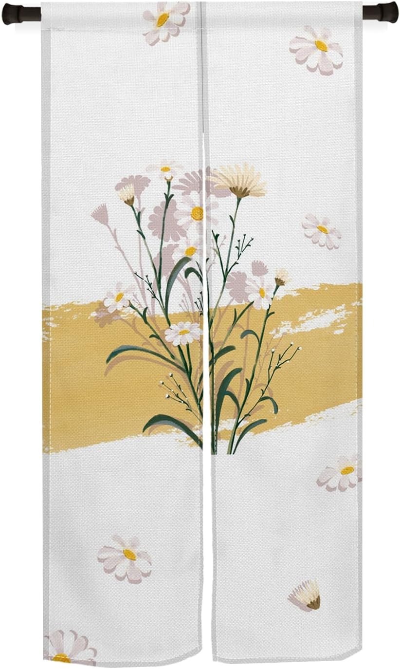 Daisy Flower Japanese Noren Door Curtain 34x60
