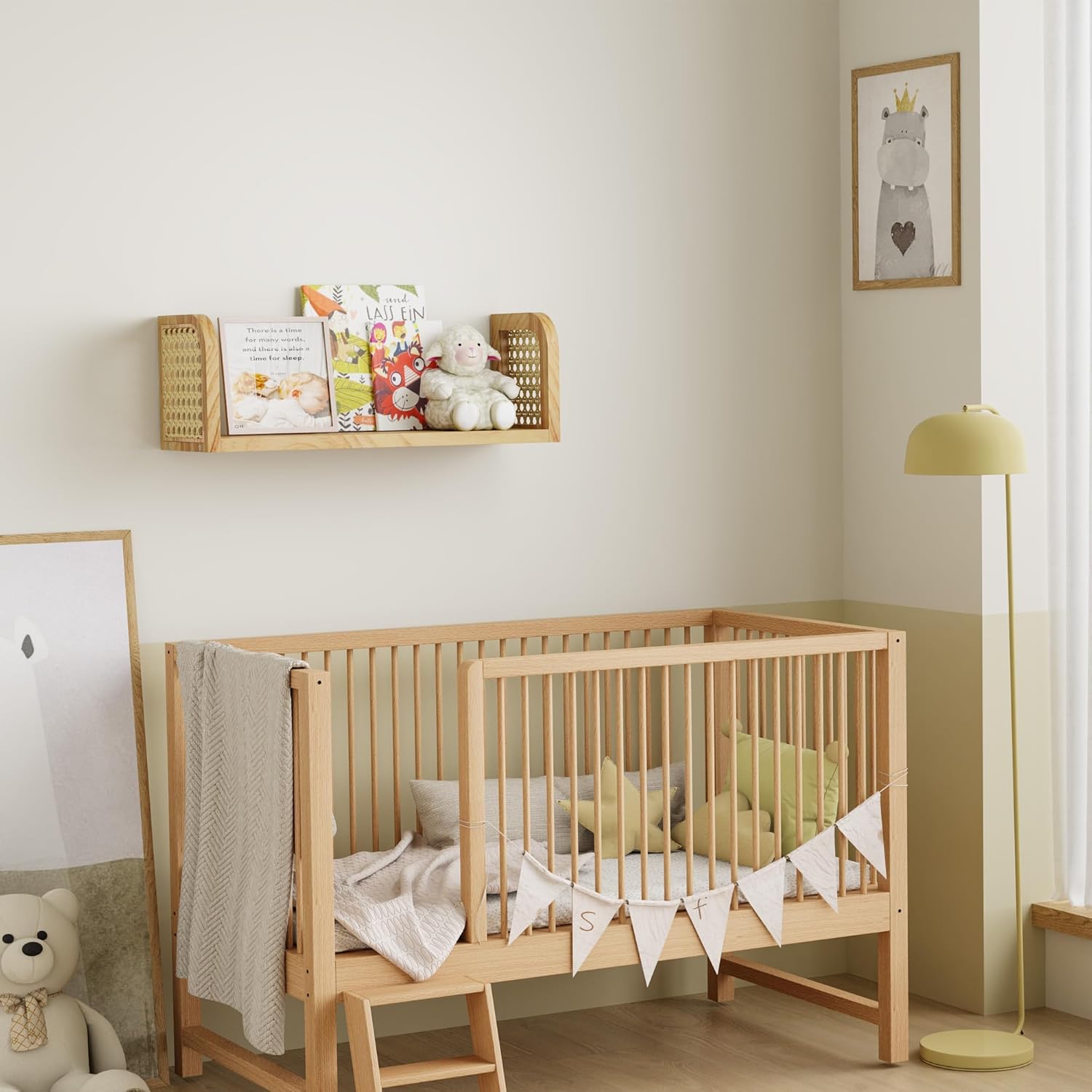 Rattan Floating Shelf for Home and Office