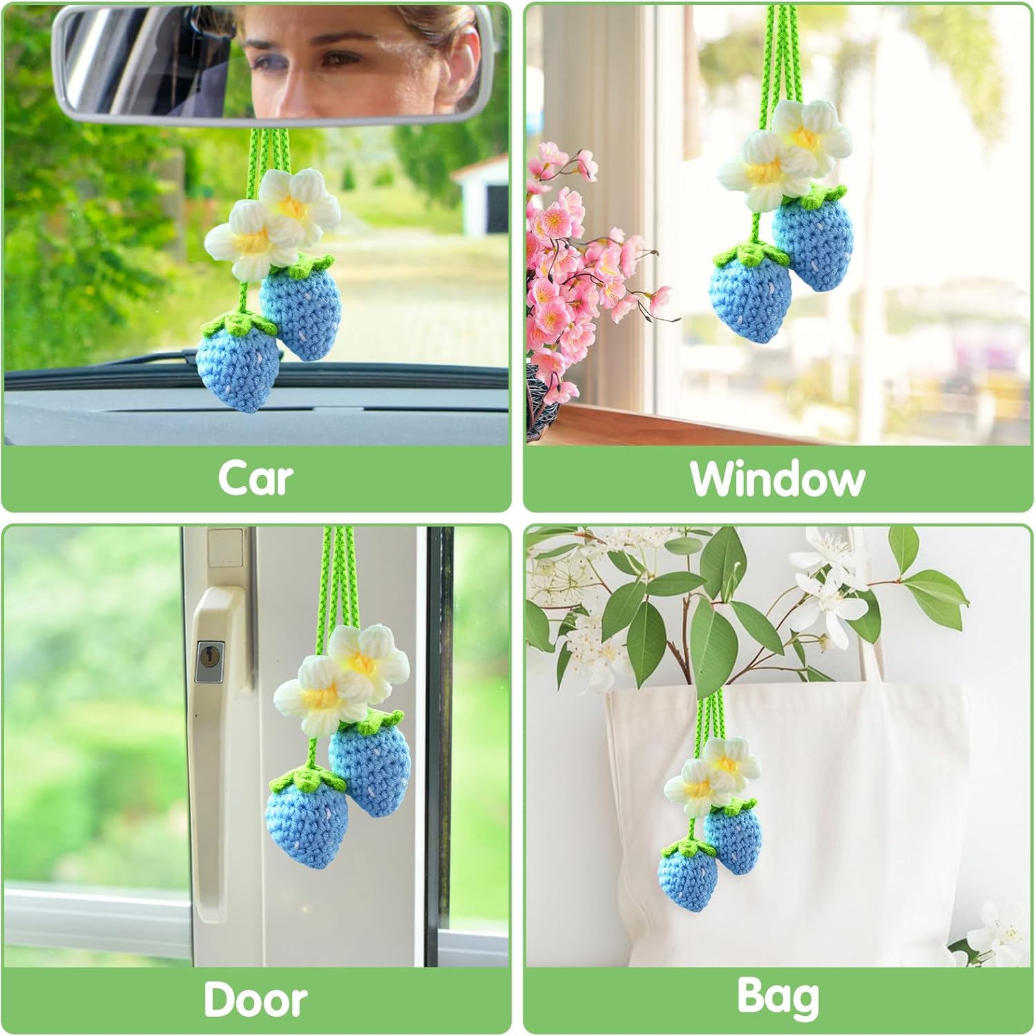 Winmany 2PCS Blue Car Mirror Hanging Ornament