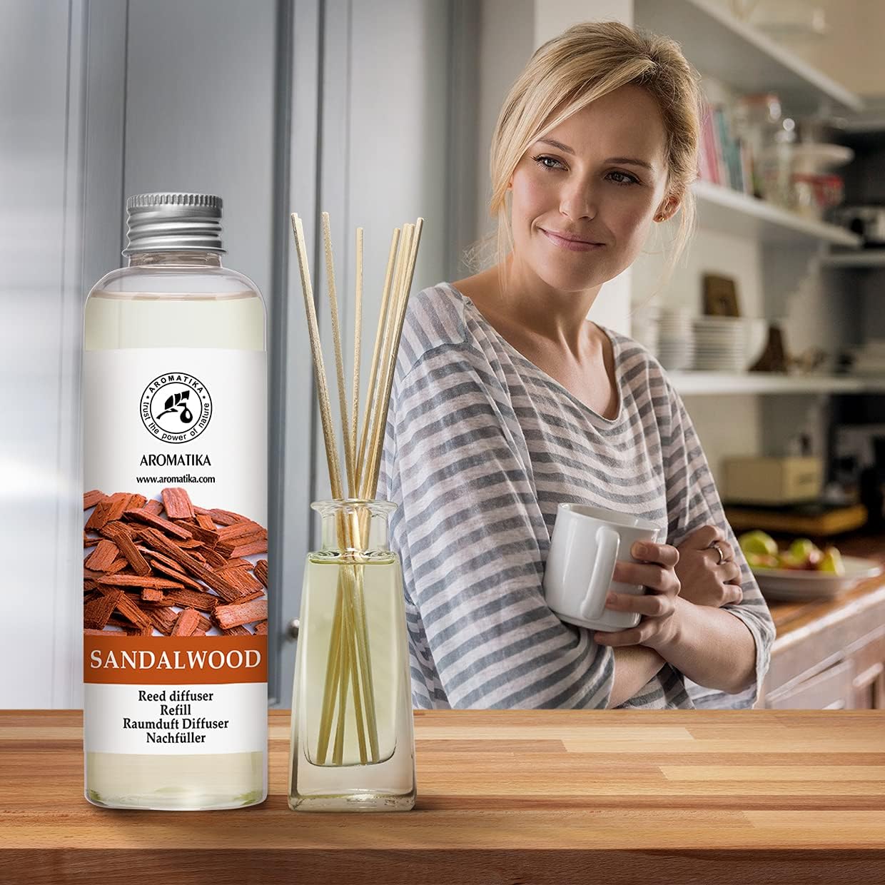 Sandalwood Reed Diffuser Refill 200ml - Natural Home Fragrance