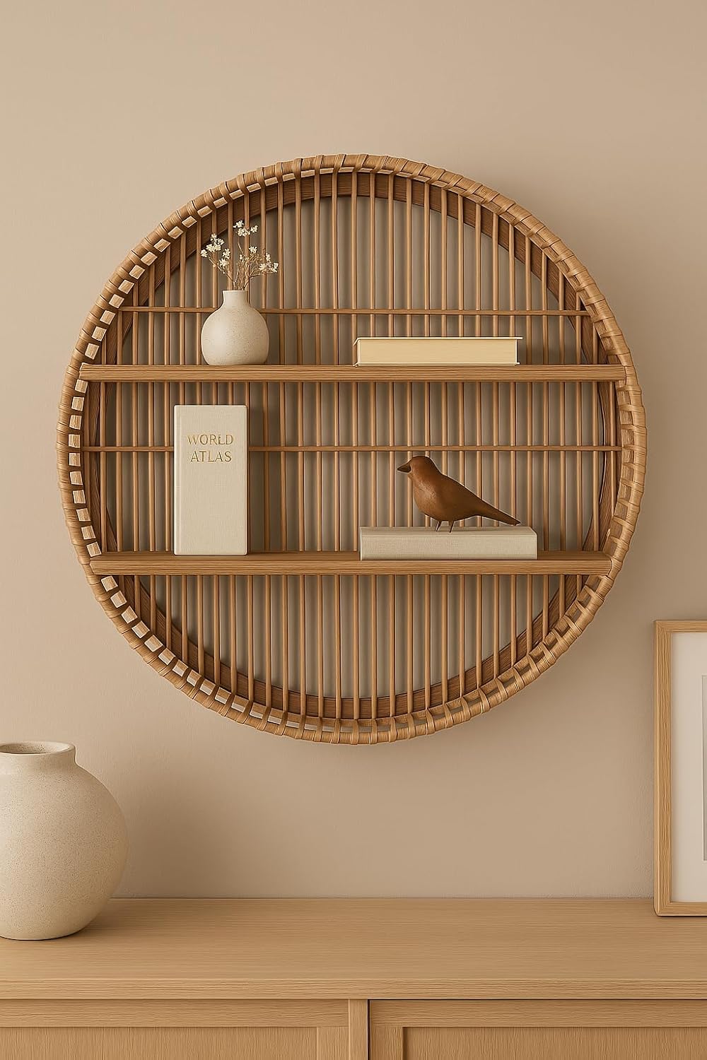 Sagebrook Home Bamboo Wall Shelf - 31 Boho Floating Shelf