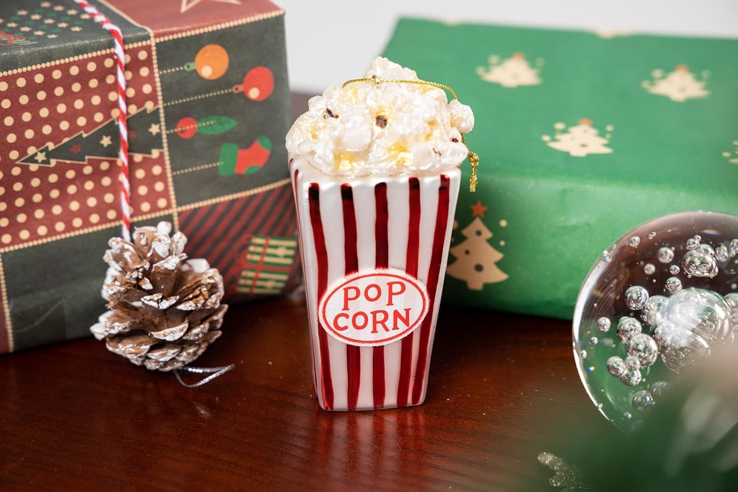 2pcs Blown Glass Popcorn Christmas Ornaments