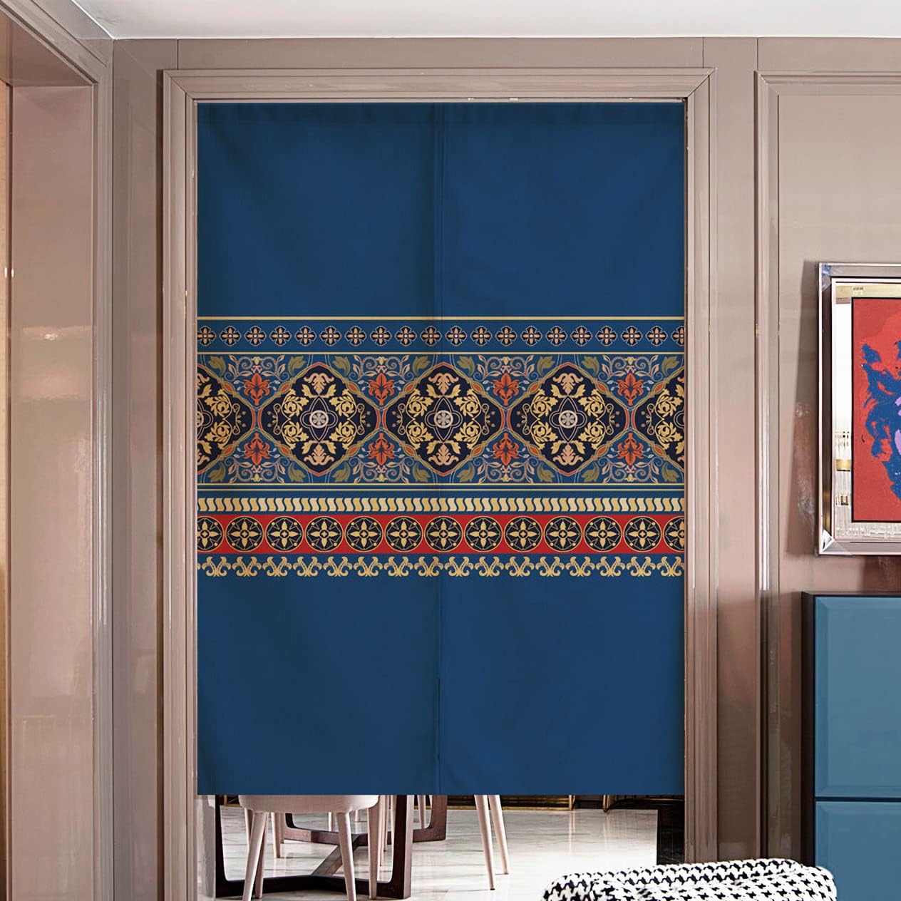 Japanese Noren Door Curtain Boho Style Blue 256x355 Inch