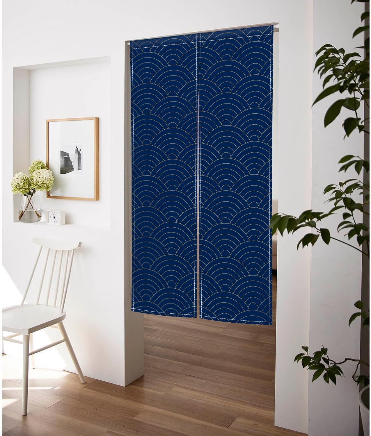 ChloropLastid Japanese Style Door Curtain Pure Blue