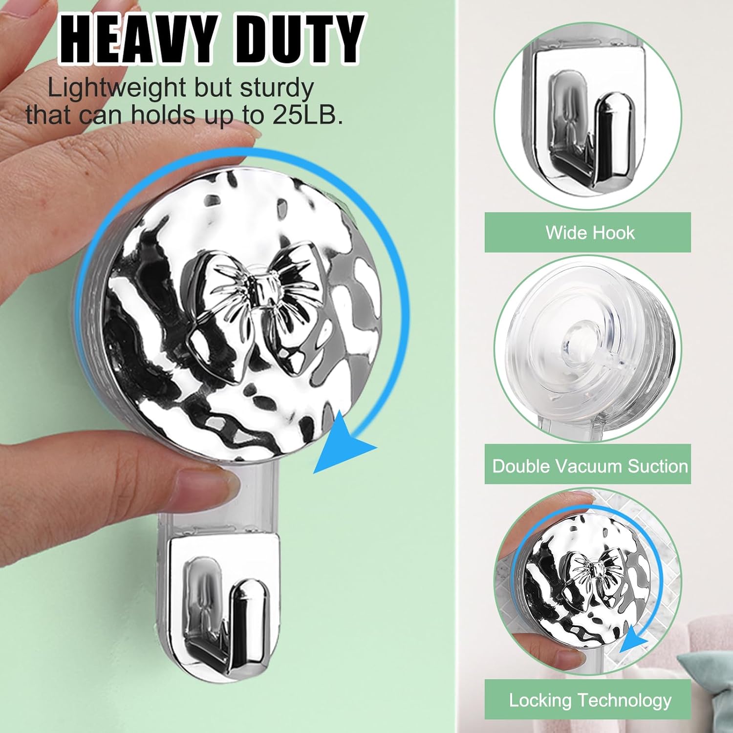 2pcs Suction Cup Wreath Hanger for Glass Windows and Doors