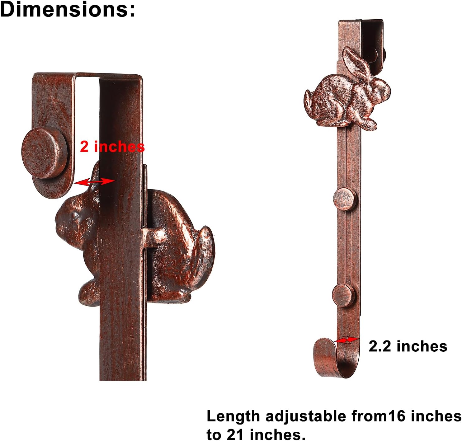 16 Inch Iron Rabbit Bunny Wreath Hanger for Front Door