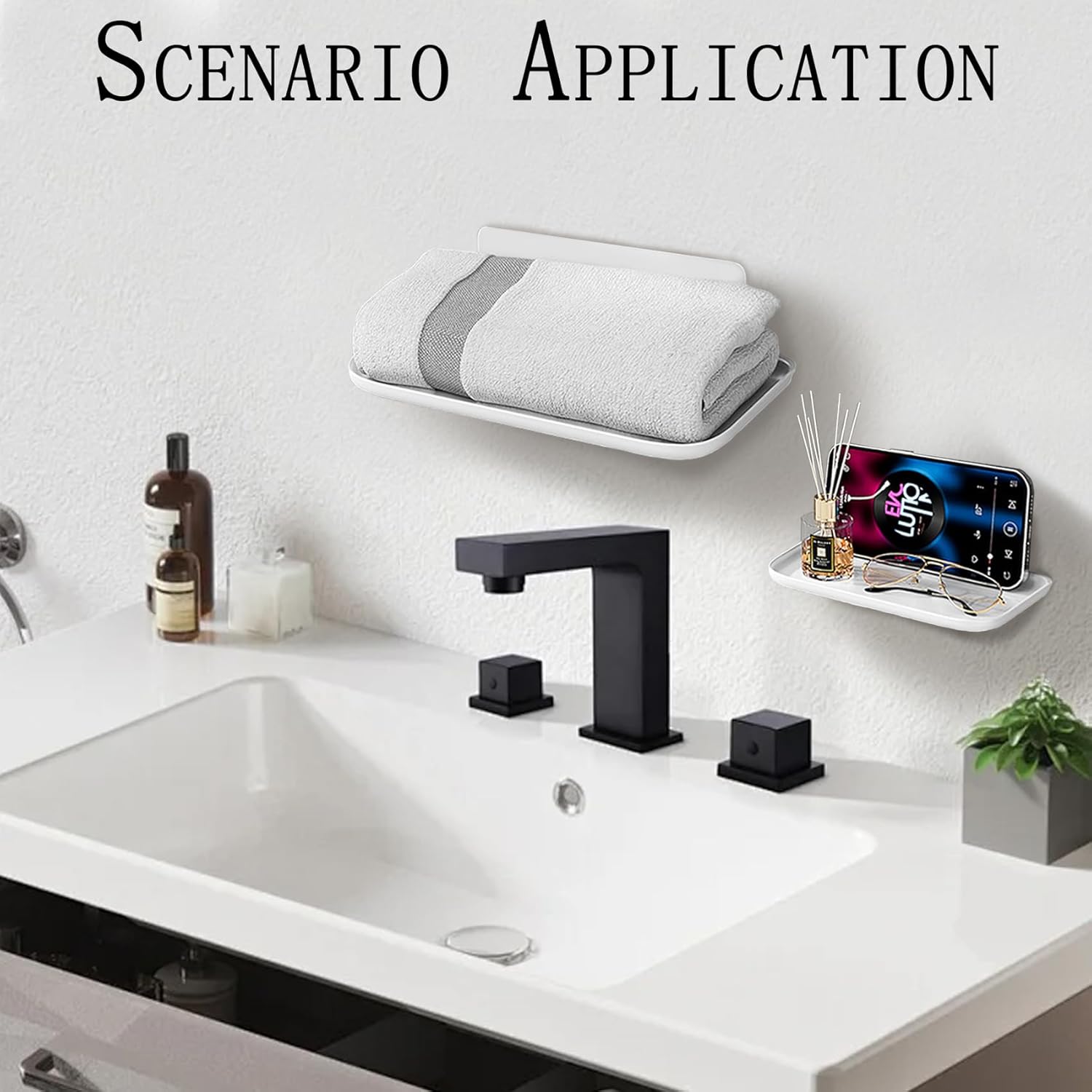 2Pcs No-Drill Foldable Floating Shelves for Wall