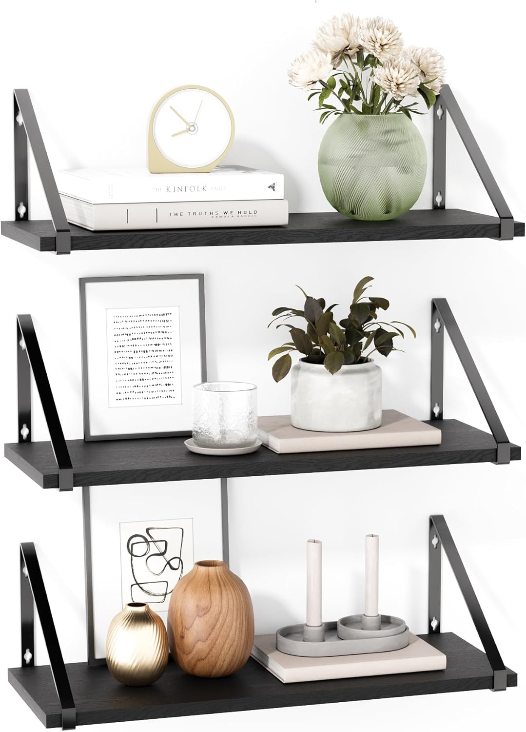 BAMEOS Floating Shelves Rustic Wood Set of 3
