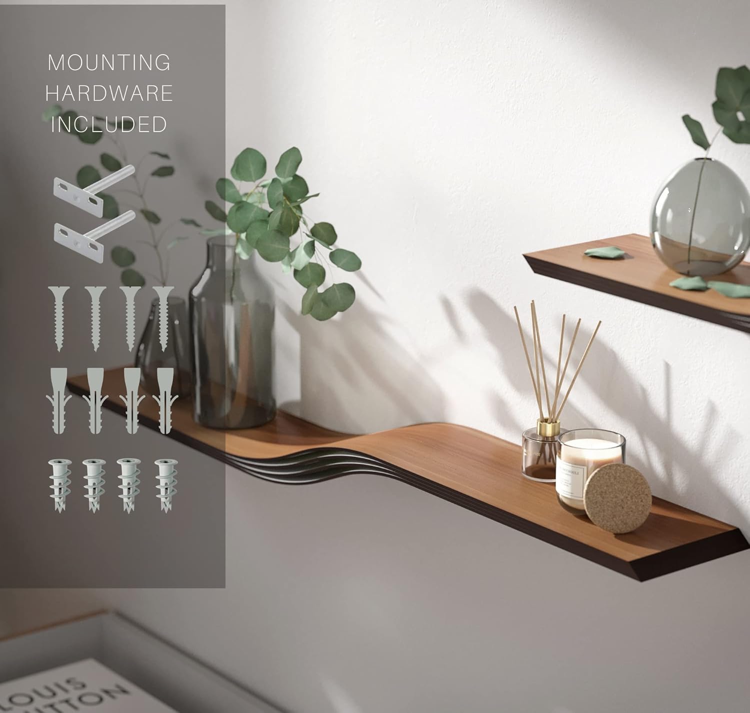 EWART WOODS 36 Inch Floating Shelf with Curved Design