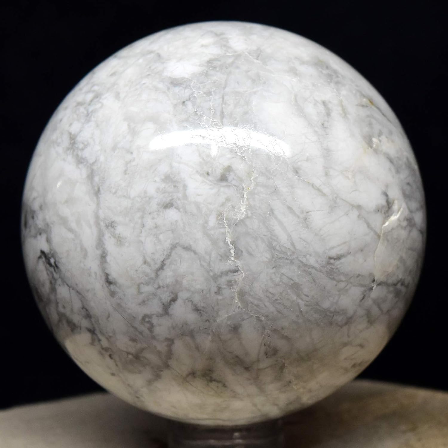 21 White Howlite Sphere with Stand